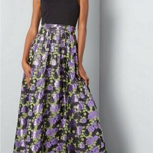 ModCloth Invitation Only Metallic Floral Maxi Dress Size Small Formal Wear